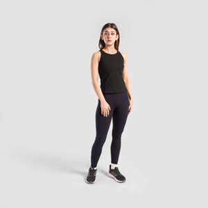 Leggings de sport BodyBounce noirs, taille plus XS-XXL, taille élastique, collants de gym respirants en Spandex/Nylon, caractéristiques fitness - Product Image 4