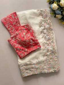 Ynf Tabby Soie Organza Sarees Collections De Mariage Collections De Fête En Gros Sarees Brodés Sarees De Soie - Product Image 3