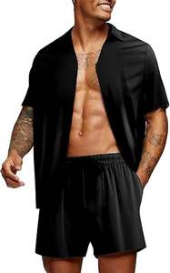 Conjunto Deportivo Casual de Verano para Hombre, Logotipo Personalizado, Talla Grande, Transpirable, Camiseta de Punto y Pantalones Cortos de 2 Piezas - Product Image 4