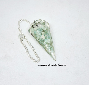Péndulo de Radiestesia Orgone de Jade Verde y Ágata, Triangular Facetado, Hecho a Mano, Impermeable, el Más Vendido, Precio Encantador, Venta al por Mayor - Product Image 3