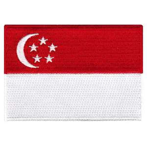 Parche bordado con bandera de Singapur, bandera bordada de Singapur, tela cosida con emblema de Singapur - Product Image 1
