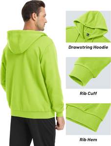 Sweat-shirt à capuche zippé en polaire personnalisé pour hommes Full Zip Up Streetwear Sweat-shirt d'hiver surdimensionné avec poche kangourou - Product Image 5