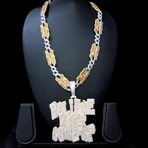 CUBAN CHAIN 10KT WHITE AND YELLOW GOLD TWO TONE EF VVS MOSSONIT DIAMONDS Iced Out Letters Bracelet Custom Words