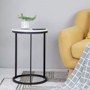 Table basse indienne de luxe moderne avec dessus en marbre et base en métal antique pour l'entrée de l'hôtel, l'appartement, la chambre à coucher et le salon. - Product Image 2