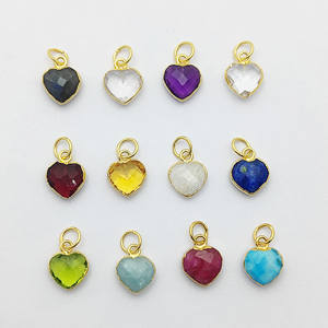 Venta al por mayor de 10mm de piedras preciosas naturales corazón Briolette colgante plata esterlina oro rodio plateado estilo religioso encantos para la joyería - Product Image 1