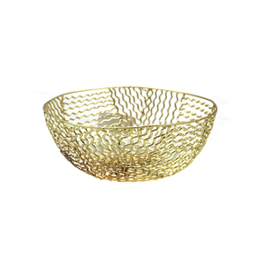 Handmade Bulk Round Shape Metal Iron <b>Silver</b> <b>Wire</b> Kitchen & Table Top Bowl Gold Color Serving Bowl and Decorative Bowl - Product Image 2