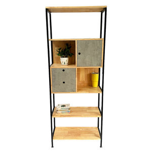 KS68170 Living Room Decorative Shelf with Drawers Rubber Wood and Iron Frame Standing Type Installation - Product Image 1