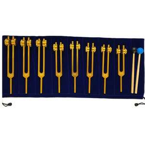 Ensemble de 8 diapasons dorés en alliage d'aluminium, outils de thérapie musicale, de méditation et de guérison sonore pour les chakras, instrument médical - Product Image 4
