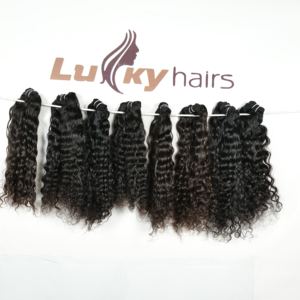 Vague d'eau indienne vierge brute cheveux humains Machine naturelle Double trame cheveux Remy non traités cuticule alignée avec des vagues profondes lâches - Product Image 3