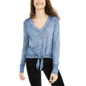 Top Casual Blu Scuro da Ragazzo American Rag con Colletto Arricciato e Cintura Testurizzata in Maglia di Lino e Cotone Lungo XL per Primavera - Product Image 1