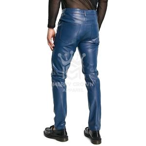 Pantalones de cuero de moda de cintura alta para hombre, estilo informal, pantalones de montar en bicicleta de excelente calidad, venta al por mayor, pantalones de hombre personalizados de Color negro - Product Image 2