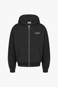 Ensemble de survêtement de luxe de haute qualité, style boxy, à double couche, avec capuche, 100% coton, surdimensionné, logo personnalisé, streetwear, 2 fermetures éclair d'hiver - Product Image 5