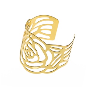 Nouveau design Vente directe d'usine Porte-serviettes en métal fait à la main Rond de serviette en métal poli brillant fini or de table - Product Image 4