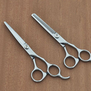 Venta al por mayor profesional Traceless dientes tijeras planas conjunto de platino estilista peluquero de herramientas de acero inoxidable para el cabello - Product Image 2