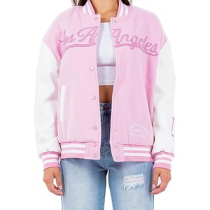 Chaqueta Varsity de Piel de Oveja con Logotipo Personalizado del Fabricante, Bordado, Ropa Exterior Informal para Mujer, Estilo Urbano, Súper Suave - Product Image 1