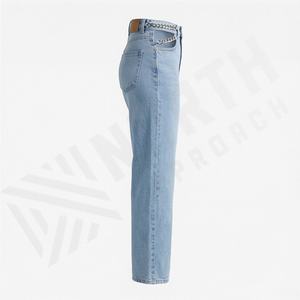 Pantalones Vaqueros de Mezclilla para Mujer, Color Personalizado, Cintura Alta, Estilo Urbano, Pantalones Casuales, Desgastados y Rotos - Product Image 3