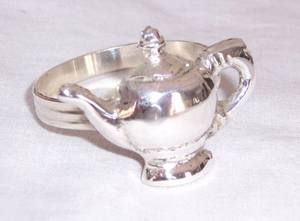 Design minimaliste en métal Designer rond de serviette couleur argent brillant poli table décorative mariage pièce maîtresse bouilloire Design - Product Image 2