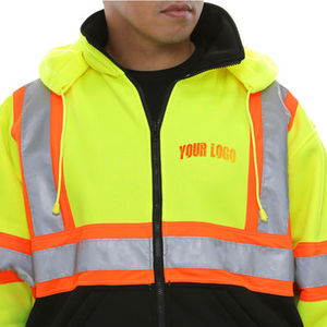 Chaqueta de Seguridad Impermeable de Alta Visibilidad con Capucha y Tiras Reflectantes, Abrigo de Trabajo Resistente para Construcción e Industria - Product Image 3