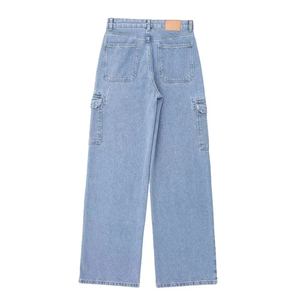 Custom High Quality Men's Stonewashed Denim Jean Pants Breathable Baggy Hip Hop New Fashion Relaxed Fit <b>3D</b> Embroidered Solid - Product Image 2