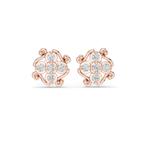 Pendientes de Diamantes de Laboratorio de 0.37 CT con Diseño Floral, Corte Brillante Redondo, Claridad VVSVS EF, Oro de 18KT, 14KT, 10KT y Plata 925, Color Rosa - Product Image 3