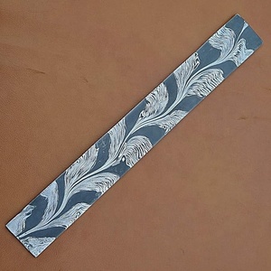 Làm bằng tay Damascus thép rắn lông mô hình phôi thanh Chiều dài tổng thể 12 inch Chiều rộng 2 inch Độ dày 5mm Damascus thanh - Product Image 2