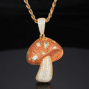 Colgante de seta de diamante de moissanita chapada en oro de Plata de Ley 925, regalo de fiesta de boda perfecto para hombres y mujeres - Product Image 5