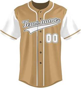 "Maillot de baseball doré personnalisé-Chemise de sport boutonnée personnalisée avec nom et numéro, pour hommes et femmes" - Product Image 3