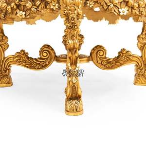 Mesa de entrada de lujo Royal con superficie de mármol y acabado tallado a mano en oro - Product Image 6