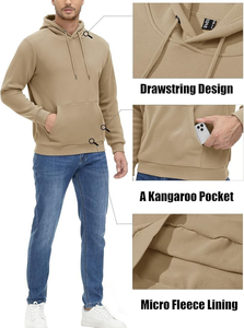 เสื้อฮู้ดผู้ชายผ้าฝ้าย100% มีฮู้ดแบบสวมหัวมีฮู้ดของผู้ชายเสื้อสเวตเชิ้ตแบบผ้าขนแกะที่ใส่สบาย - Product Image 4