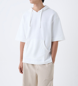100% algodón 500 Gsm personalizado impreso Logo Drop Shoulder Flock bordado sudadera para invierno peso pesado sudaderas con capucha en blanco - Product Image 1