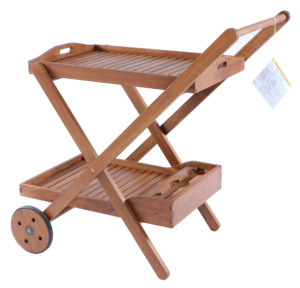 Carrito de té portátil de alta calidad, madera de acacia natural con ruedas, la mejor calidad OEM personalizable, suministrado por Vietnam - Product Image 4