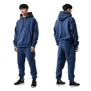 <b>Top</b> Quality Premium <b>Asymmetrical</b> Panel Sweatsuit Heavy Cotton Hoodie Jogger Set Wholesale Supplier - Product Image 2