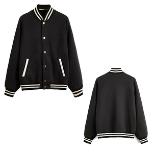 2025 dernière veste d'université pour femmes avec manches en faux cuir corps en mélange de laine et veste d'université pour femmes athlétiques côtelées à rayures - Product Image 1