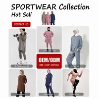 Ensemble de sport modeste 2 pièces OEM personnalisé pour femme : haut long et pantalon large, tissu anti-transparence, séchage rapide, respirant, tenue de sport islamique