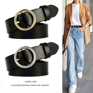 Ceintures en cuir véritable pour hommes Ceinture à boucles en cuir fendu Noir Casual Customized Logo Style - Product Image 5