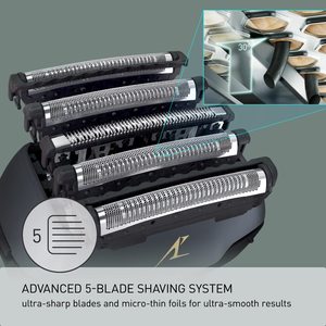 Rasoir électrique pour homme avec tondeuse escamotable, utilisation humide/sèche, rasoir à 5 lames, tête pivotante flexible, étanche IPX7 pour usage corporel - Product Image 6