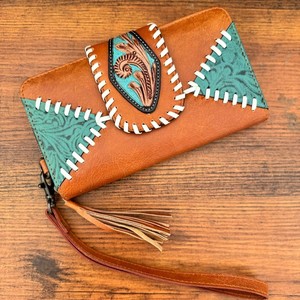 กระเป๋าคลัทช์หนังแท้สำหรับงานแกะสลักมือกระเป๋าเงินหนังสไตล์ตะวันตกดีไซน์ใหม่ - Product Image 2