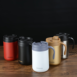 350ml 500ml Stainless Steel Insulated Coffee Mug with Handle Flip Lid <b>Double</b> <b>Wall</b> Travel Tea Cup Custom Logo - Product Image 2
