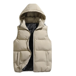 Top Qualité Logo Personnalisé Solide Sport Gilet Vestes En Gros Hiver Chaud Polyester Hommes À Capuche Zip up Gilet Matelassé - Product Image 2