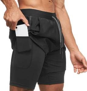 Short de basket-ball athlétique pour hommes tissu de laine léger taille élastique solide décontracté pour l'entraînement de gymnastique et le style Streetwear - Product Image 4