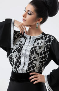 Abaya noire de haute qualité pour vêtements islamiques pour femmes avec broderie blanche et travail de perles - Product Image 1