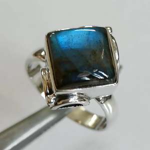 Handmade 925 Sterling Silver <b>Ring</b> <b>Labradorite</b> Inlay Cushion Shape Boho Style November Birthstone Jewelry Perfect Gift for Her - Product Image 4