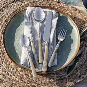 Ensemble de couverts de luxe en acier inoxydable avec poignée en résine de corne de buffle pour la maison mariage Table à manger vaisselle ensembles de couverts - Product Image 2