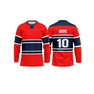 เสื้อฮอกกี้น้ำแข็งผู้ชายสั่งทำพิเศษ ผ้าฝ้าย 100% พิมพ์ลายดิจิทัล แห้งเร็ว เป็นมิตรกับสิ่งแวดล้อม แขนยาว บริการ OEM โลโก้สั่งทำ - Product Image 3