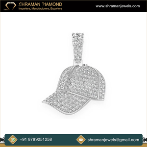 Collar con Colgante de Joyería Hip Hop Única, Oro Sólido de 10K con Incrustaciones de Diamantes Moissanite, Diseño de Gorra de Béisbol, Estilo Deportivo - Product Image 4