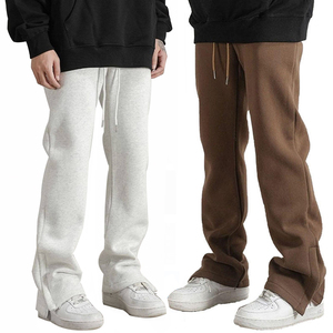 plus size jogger sweat pants split stacked flared sweatpants men Elastic Waistband Men's Stacked Flare Sweatpants
