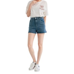 กางเกงขาสั้นผ้ายีนส์เอวกลางสำหรับผู้หญิง, กางเกงขาสั้นฤดูร้อน - Product Image 5