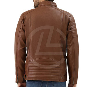 Chaqueta duradera de piel de oveja para hombre con hombros reforzados, cuello levantado, lona de invierno, estilo motorista - Product Image 2