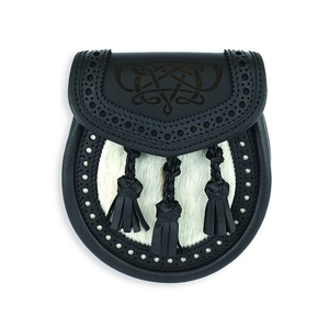 Sporran écossais en cuir noir tendance 2025 pour kilt et accessoires de sac avec votre logo personnalisé, service OEM - Product Image 1