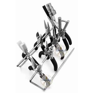 Stainless Steel Jewelry Making <b>Pliers</b> <b>Set</b> of 8 Stand Black Grips Rectangular Nylon Jaws Wrap Tap <b>Pliers</b> Wire Cutter Tool Kit - Product Image 2